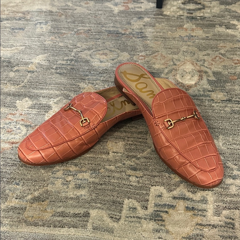 Sam Edelman Mules Women’s 10 Pink Linnie Slides Shoes Loafers Slip On Leather